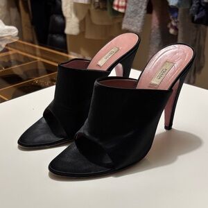 Prada Elegant Black Satin Mules